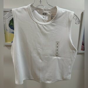 Uniqlo Women's Airism White Ribbed Tank Top
